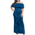 Hawaii Monk Seal and Dolphin Family Matching Off Shoulder Maxi Dress and Hawaiian Shirt Polynesian Kakau Pattern Blue