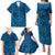 Hawaii Monk Seal and Dolphin Family Matching Puletasi and Hawaiian Shirt Polynesian Kakau Pattern Blue