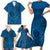 Hawaii Monk Seal and Dolphin Family Matching Short Sleeve Bodycon Dress and Hawaiian Shirt Polynesian Kakau Pattern Blue