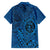 Hawaii Monk Seal and Dolphin Family Matching Short Sleeve Bodycon Dress and Hawaiian Shirt Polynesian Kakau Pattern Blue