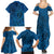 Hawaii Monk Seal and Dolphin Family Matching Summer Maxi Dress and Hawaiian Shirt Polynesian Kakau Pattern Blue