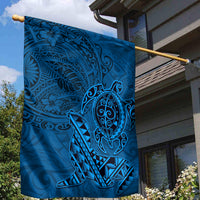 Hawaii Monk Seal and Dolphin Garden Flag Polynesian Kakau Pattern Blue LT03 - Polynesian Pride