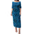 Hawaii Monk Seal and Dolphin Puletasi Polynesian Kakau Pattern Blue