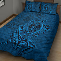 Hawaii Monk Seal and Dolphin Quilt Bed Set Polynesian Kakau Pattern Blue LT03 - Polynesian Pride