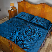 Hawaii Monk Seal and Dolphin Quilt Bed Set Polynesian Kakau Pattern Blue LT03 - Polynesian Pride