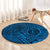 Hawaii Monk Seal and Dolphin Round Carpet Polynesian Kakau Pattern Blue