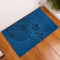 Hawaii Monk Seal and Dolphin Rubber Doormat Polynesian Kakau Pattern Blue LT03 Blue - Polynesian Pride