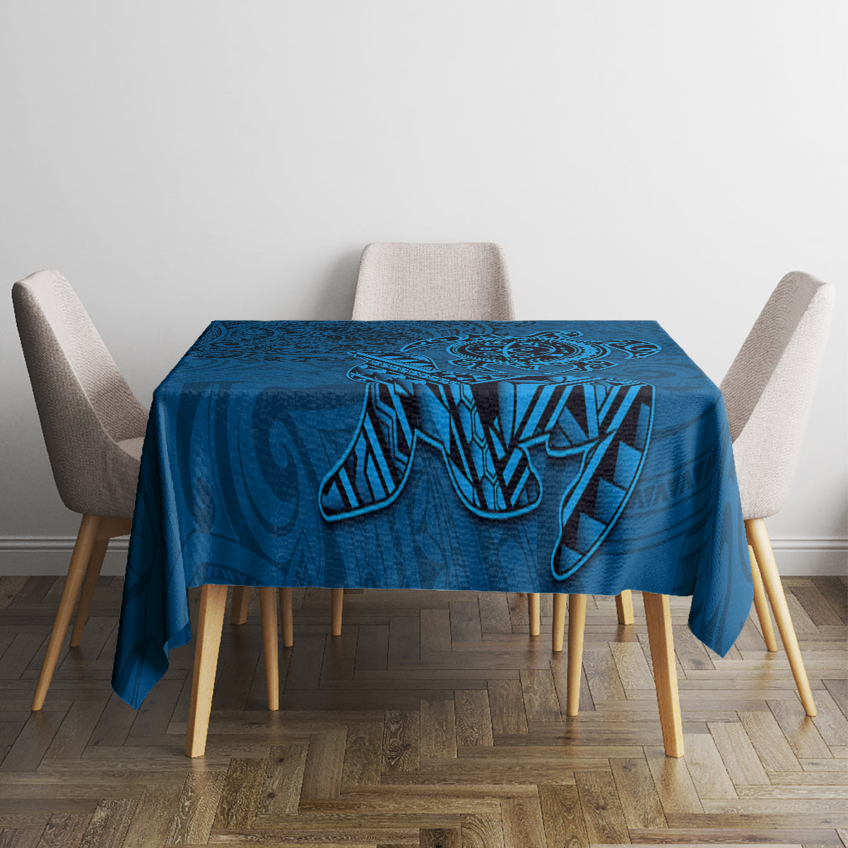 Hawaii Monk Seal and Dolphin Tablecloth Polynesian Kakau Pattern Blue LT03 - Polynesian Pride