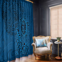 Hawaii Monk Seal and Dolphin Window Curtain Polynesian Kakau Pattern Blue LT03 - Polynesian Pride