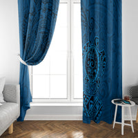 Hawaii Monk Seal and Dolphin Window Curtain Polynesian Kakau Pattern Blue LT03 - Polynesian Pride
