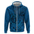 Hawaii Monk Seal and Dolphin Zip Hoodie Polynesian Kakau Pattern Blue