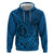 Hawaii Monk Seal and Dolphin Zip Hoodie Polynesian Kakau Pattern Blue