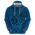 Hawaii Monk Seal and Dolphin Zip Hoodie Polynesian Kakau Pattern Blue
