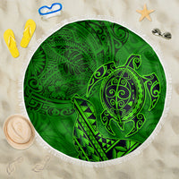 Hawaii Monk Seal and Dolphin Beach Blanket Polynesian Kakau Pattern Green LT03 One Size 150cm Green - Polynesian Pride
