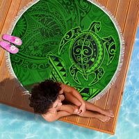 Hawaii Monk Seal and Dolphin Beach Blanket Polynesian Kakau Pattern Green LT03 - Polynesian Pride