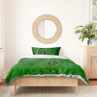 Hawaii Monk Seal and Dolphin Bedding Set Polynesian Kakau Pattern Green LT03 - Polynesian Pride