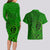 Hawaii Monk Seal and Dolphin Couples Matching Long Sleeve Bodycon Dress and Hawaiian Shirt Polynesian Kakau Pattern Green