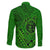 Hawaii Monk Seal and Dolphin Family Matching Long Sleeve Bodycon Dress and Hawaiian Shirt Polynesian Kakau Pattern Green