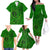 Hawaii Monk Seal and Dolphin Family Matching Off The Shoulder Long Sleeve Dress and Hawaiian Shirt Polynesian Kakau Pattern Green