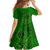 Hawaii Monk Seal and Dolphin Family Matching Off Shoulder Maxi Dress and Hawaiian Shirt Polynesian Kakau Pattern Green