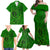 Hawaii Monk Seal and Dolphin Family Matching Off Shoulder Maxi Dress and Hawaiian Shirt Polynesian Kakau Pattern Green