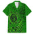 Hawaii Monk Seal and Dolphin Family Matching Off Shoulder Maxi Dress and Hawaiian Shirt Polynesian Kakau Pattern Green