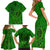 Hawaii Monk Seal and Dolphin Family Matching Short Sleeve Bodycon Dress and Hawaiian Shirt Polynesian Kakau Pattern Green