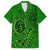 Hawaii Monk Seal and Dolphin Family Matching Short Sleeve Bodycon Dress and Hawaiian Shirt Polynesian Kakau Pattern Green