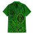 Hawaii Monk Seal and Dolphin Family Matching Short Sleeve Bodycon Dress and Hawaiian Shirt Polynesian Kakau Pattern Green