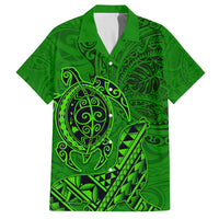 Hawaii Monk Seal and Dolphin Family Matching Summer Maxi Dress and Hawaiian Shirt Polynesian Kakau Pattern Green LT03 Dad's Shirt - Short Sleeve Green - Polynesian Pride