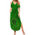 Hawaii Monk Seal and Dolphin Family Matching Summer Maxi Dress and Hawaiian Shirt Polynesian Kakau Pattern Green