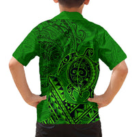 Hawaii Monk Seal and Dolphin Family Matching Tank Maxi Dress and Hawaiian Shirt Polynesian Kakau Pattern Green