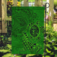 Hawaii Monk Seal and Dolphin Garden Flag Polynesian Kakau Pattern Green LT03 Garden Flag Green - Polynesian Pride
