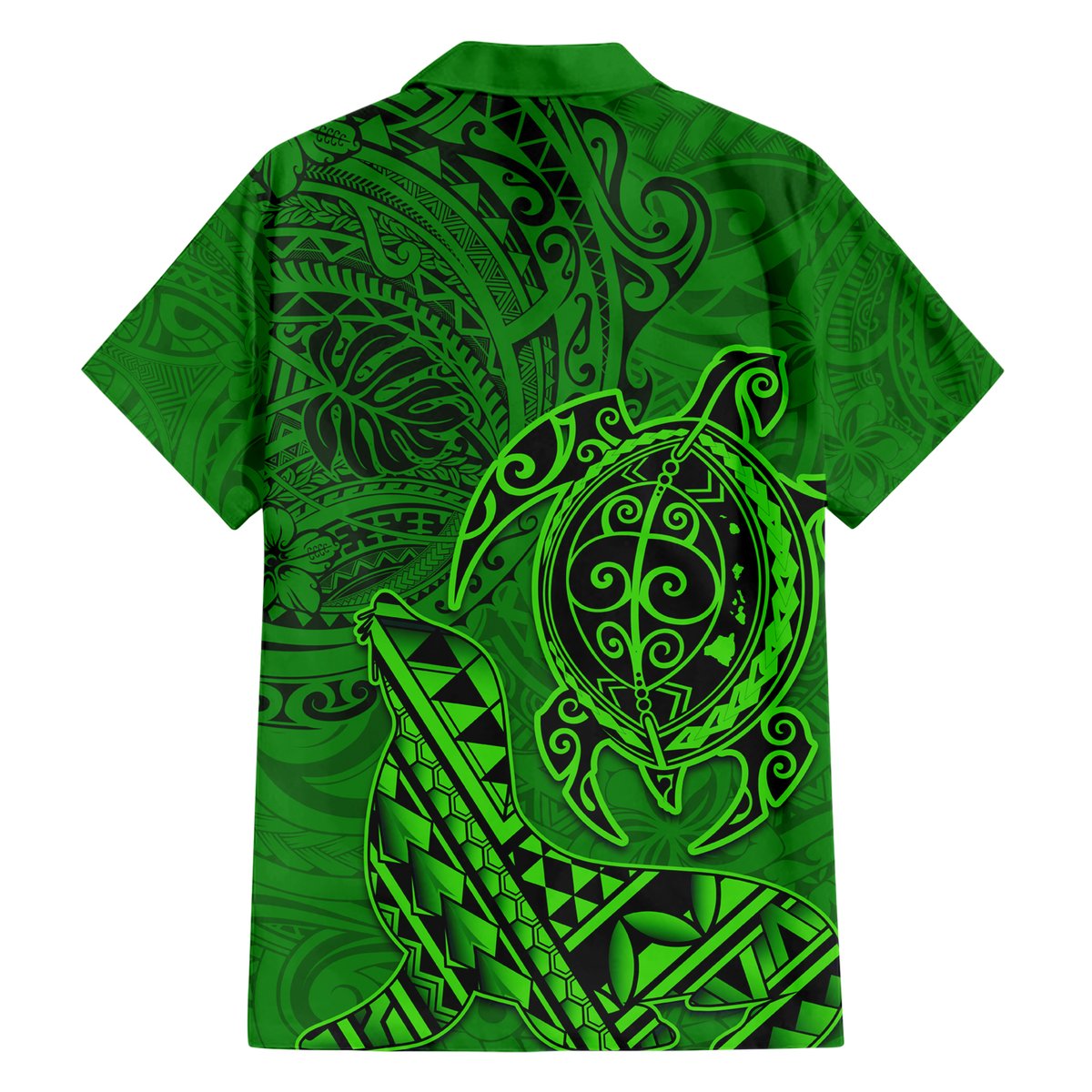 Hawaii Monk Seal and Dolphin Hawaiian Shirt Polynesian Kakau Pattern Green LT03 - Polynesian Pride