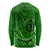 Hawaii Monk Seal and Dolphin Long Sleeve Shirt Polynesian Kakau Pattern Green