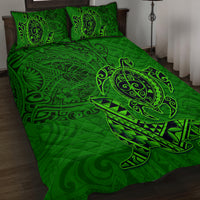 Hawaii Monk Seal and Dolphin Quilt Bed Set Polynesian Kakau Pattern Green LT03 Green - Polynesian Pride