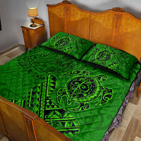 Hawaii Monk Seal and Dolphin Quilt Bed Set Polynesian Kakau Pattern Green LT03 - Polynesian Pride