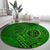 Hawaii Monk Seal and Dolphin Round Carpet Polynesian Kakau Pattern Green