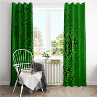 Hawaii Monk Seal and Dolphin Window Curtain Polynesian Kakau Pattern Green LT03 - Polynesian Pride