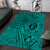 Hawaii Monk Seal and Dolphin Area Rug Polynesian Kakau Pattern Turquoise