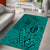 Hawaii Monk Seal and Dolphin Area Rug Polynesian Kakau Pattern Turquoise