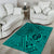 Hawaii Monk Seal and Dolphin Area Rug Polynesian Kakau Pattern Turquoise