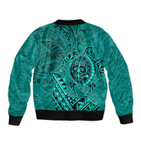 Hawaii Monk Seal and Dolphin Bomber Jacket Polynesian Kakau Pattern Turquoise LT03 - Polynesian Pride