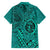 Hawaii Monk Seal and Dolphin Family Matching Puletasi and Hawaiian Shirt Polynesian Kakau Pattern Turquoise