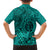 Hawaii Monk Seal and Dolphin Family Matching Short Sleeve Bodycon Dress and Hawaiian Shirt Polynesian Kakau Pattern Turquoise