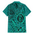 Hawaii Monk Seal and Dolphin Family Matching Short Sleeve Bodycon Dress and Hawaiian Shirt Polynesian Kakau Pattern Turquoise