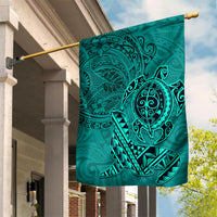 Hawaii Monk Seal and Dolphin Garden Flag Polynesian Kakau Pattern Turquoise LT03 House Flag Turquoise - Polynesian Pride