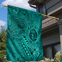 Hawaii Monk Seal and Dolphin Garden Flag Polynesian Kakau Pattern Turquoise LT03 - Polynesian Pride