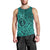 Hawaii Monk Seal and Dolphin Men Tank Top Polynesian Kakau Pattern Turquoise