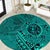 Hawaii Monk Seal and Dolphin Round Carpet Polynesian Kakau Pattern Turquoise